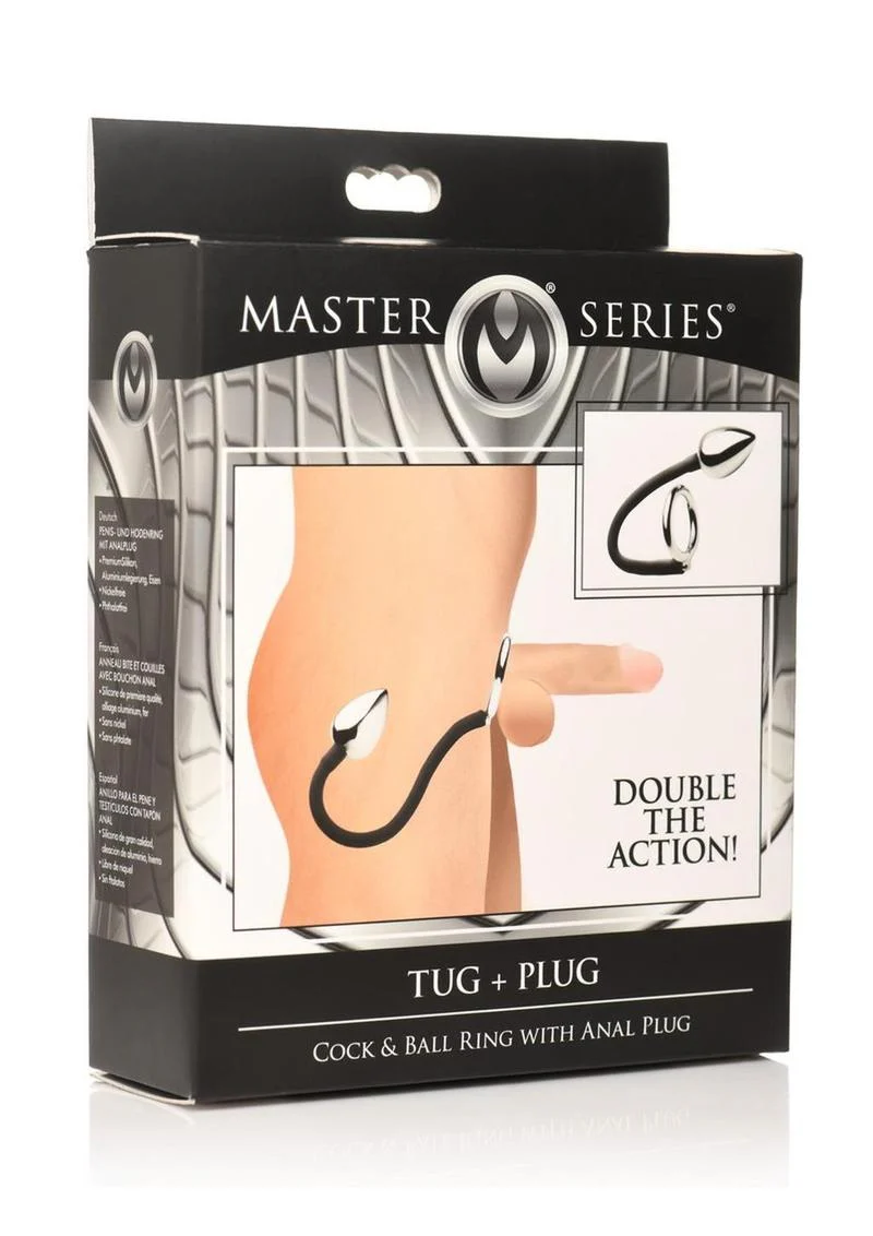 Master Series Tug + Plug Cock and Ball Ring with Anal Plug - Image 4
