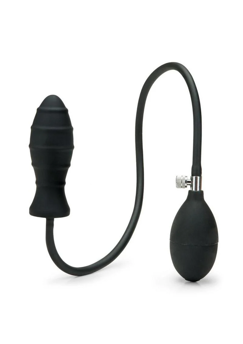 Me You Us Black Inflatable Anal Plug Soft Silicone Quick Release Valve