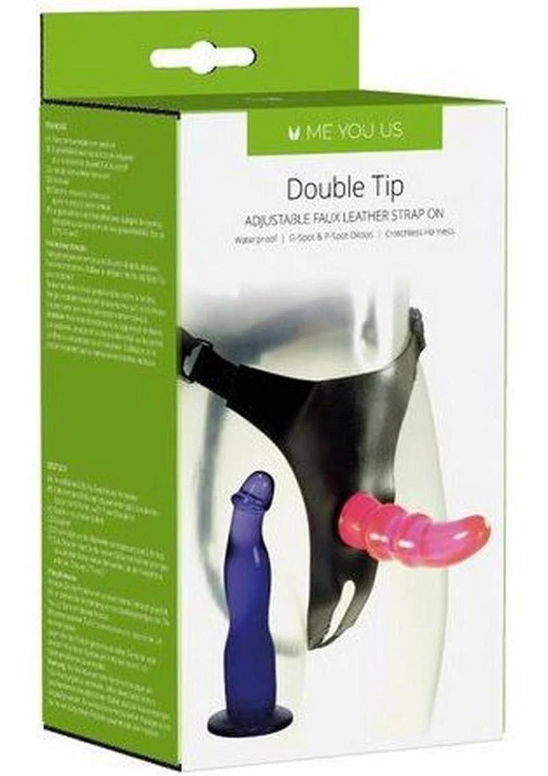 Me You Us Double Tip Adjustable Faux Leather Strap-On with Two Dildos - Image 3