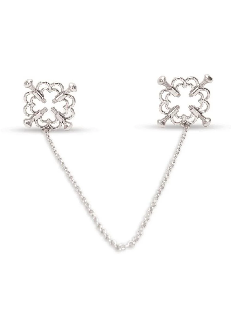 Me You Us Silver Flower Design Nipple Chain - Image 3
