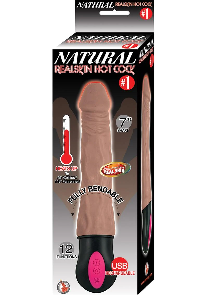 Natural Realskin Hot Cock #1 - 7 Inch Rechargeable Warming Dildo - Image 2