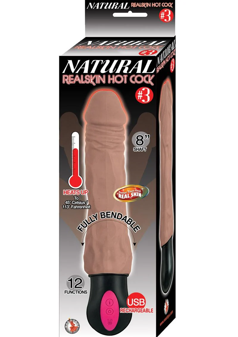 Natural Realskin Hot Cock #3 - 8 Inch USB Rechargeable Warming Dildo - Image 2