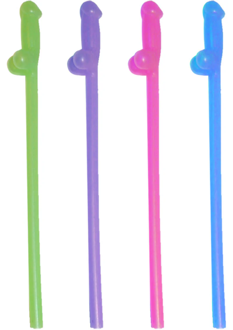 Naughty Glowing Straws Assorted Colors 8 Per Pack