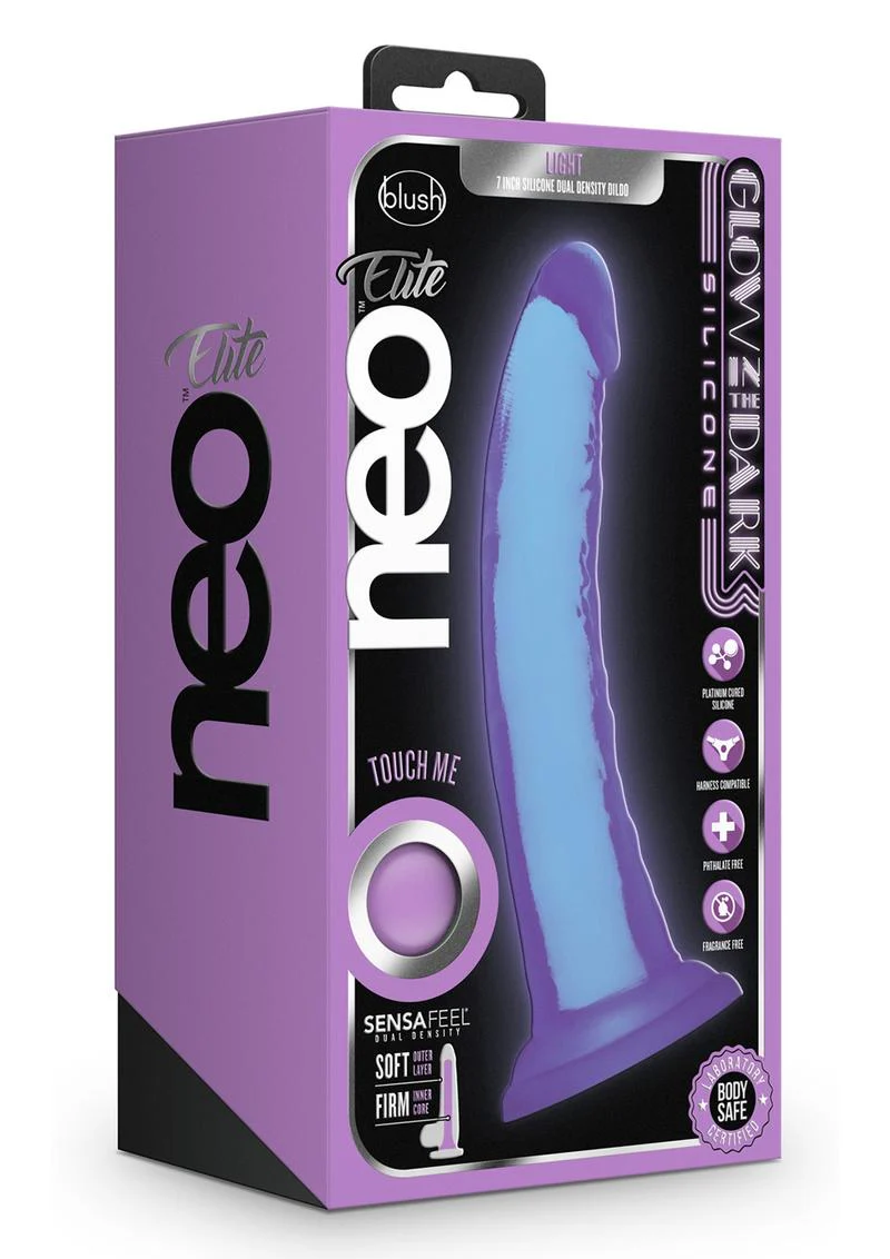 Neo Elite Glow in the Dark 7 Inch Silicone Dual-Dense Dildo - Image 4