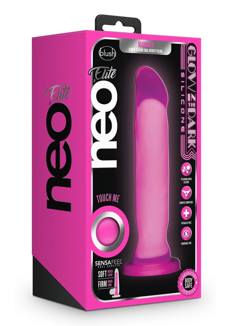Neo Elite Glow in the Dark Marquee Silicone Dildo 8 Inch - Image 4