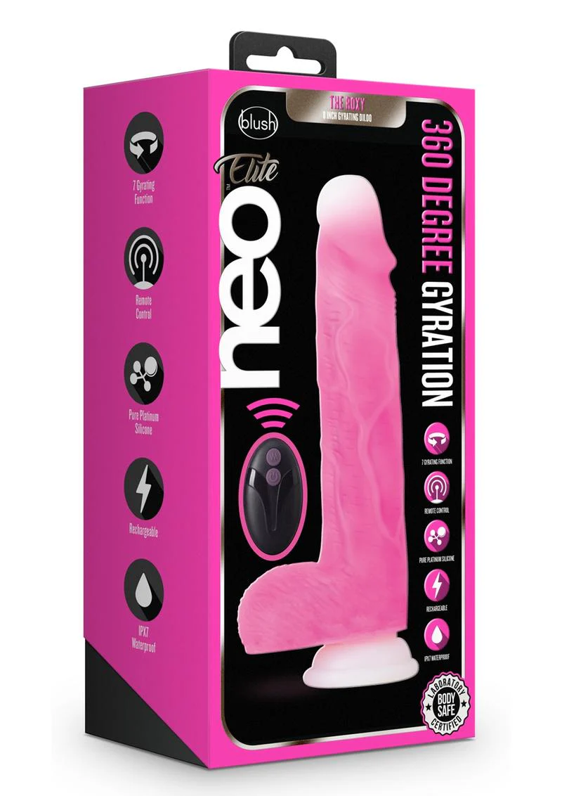 Neo Elite Roxy Silicone Gyrating Dildo with Remote Control 8 Inch Pink - Image 3