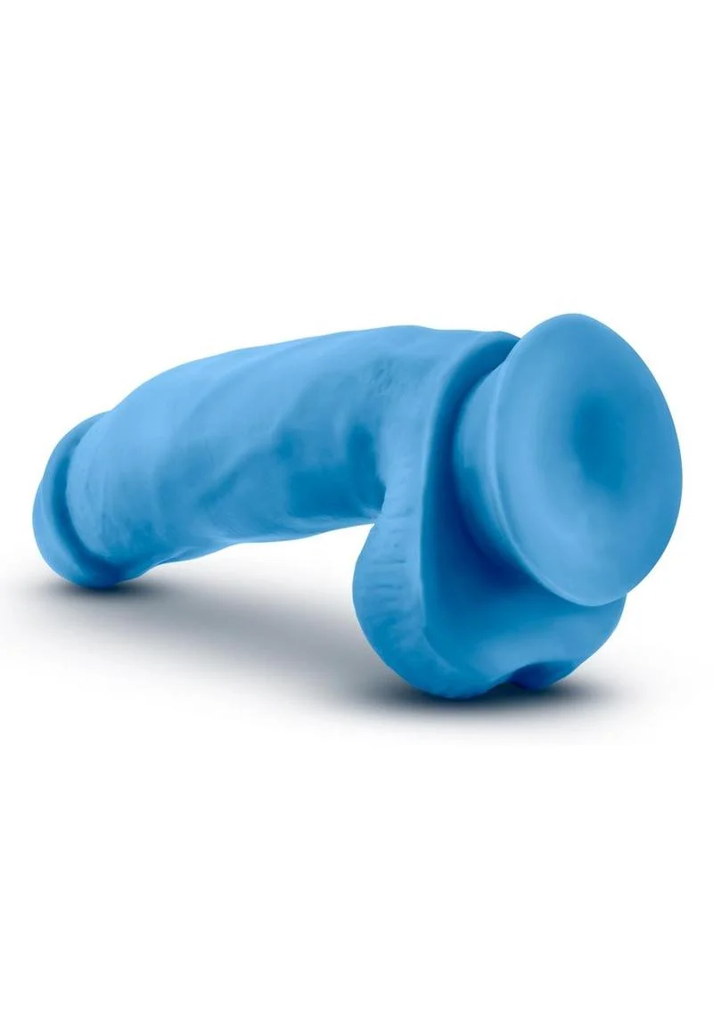 Neo Elite Silicone Dual Density Cock with Balls 7 Inch Neon Blue - Image 2