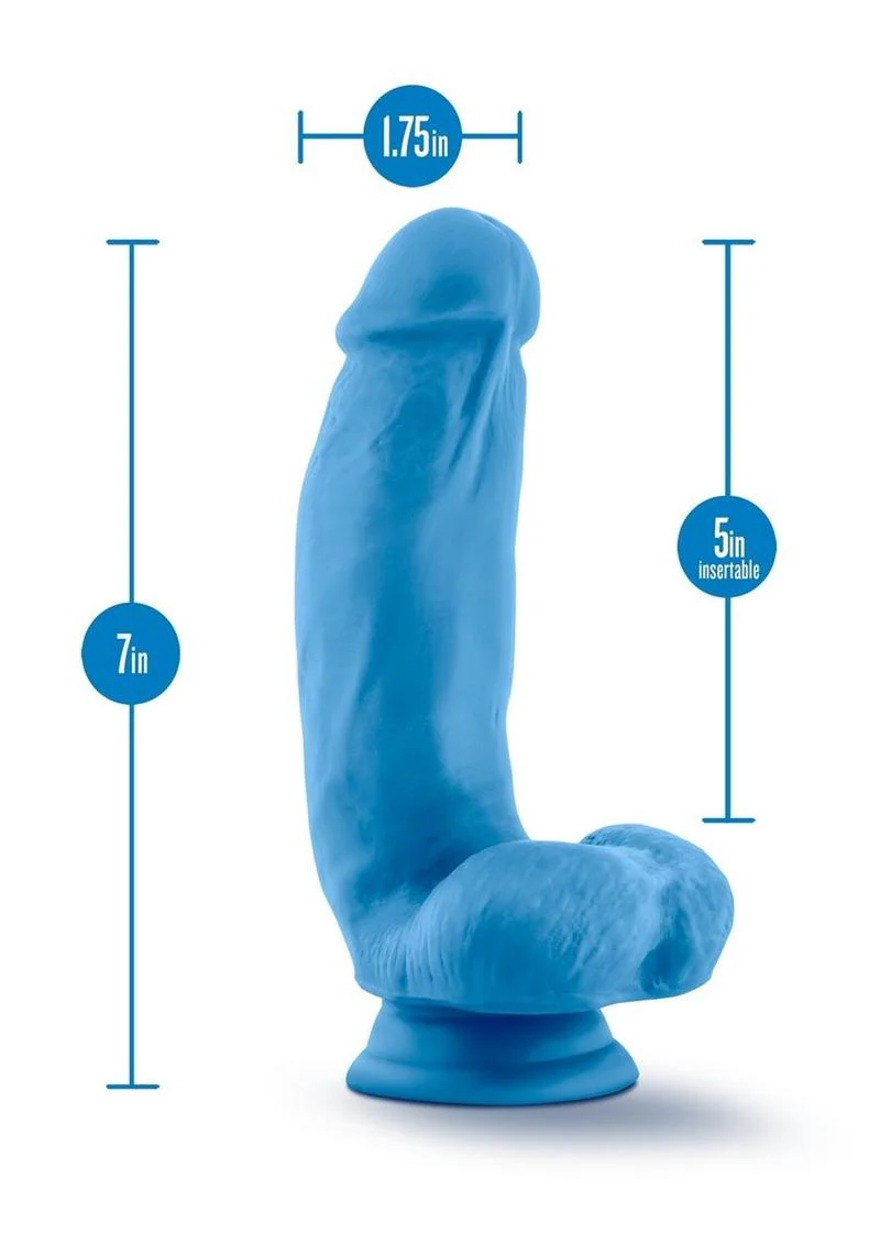Neo Elite Silicone Dual Density Cock with Balls 7 Inch Neon Blue - Image 3