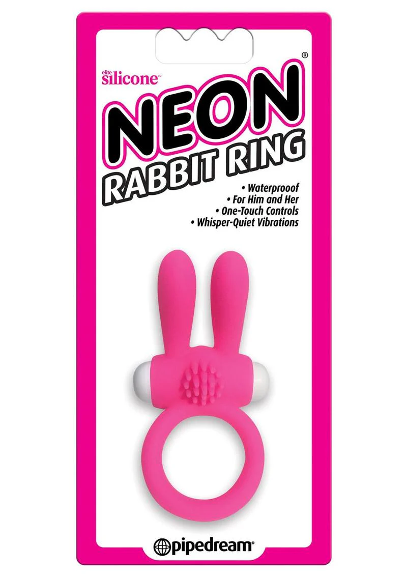 Neon Silicone Vibrating Waterproof And Whisper Rabbit Ring - Image 2