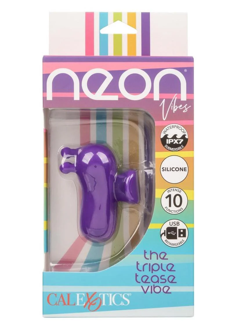 Neon Vibes Triple Tease Rechargeable Silicone Vibrator - Image 4