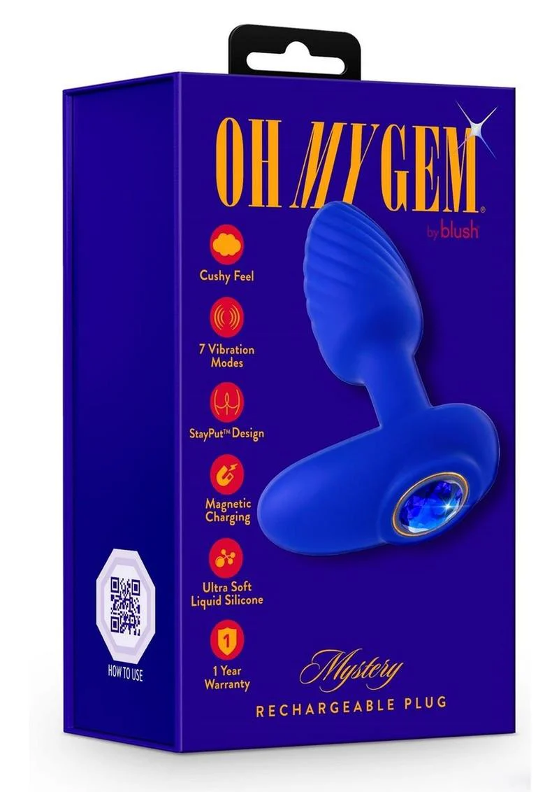 Oh My Gem Mystery Rechargeable Silicone Anal Plug Sapphire Blue - Image 4