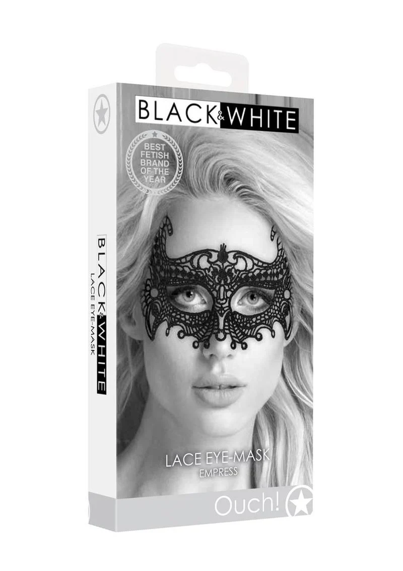 Ouch! Black And White Lace Eye Mask Empress Sexy Masquerade - Image 4