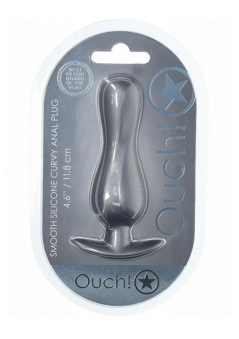 Ouch! Curvy Smooth Silicone Anal Plug – Gunmetal - Image 2