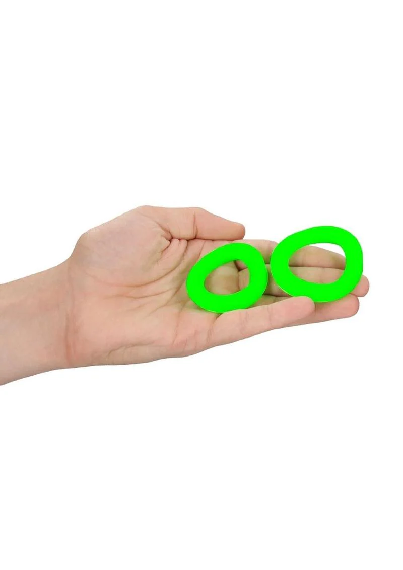 Ouch! Glow in the Dark 2 Piece Silicone Cock Ring - Image 2