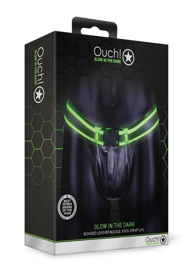 Ouch! Glow in the Dark Bonded Leather Buckle Jock Strap Fetish Wear - Image 12