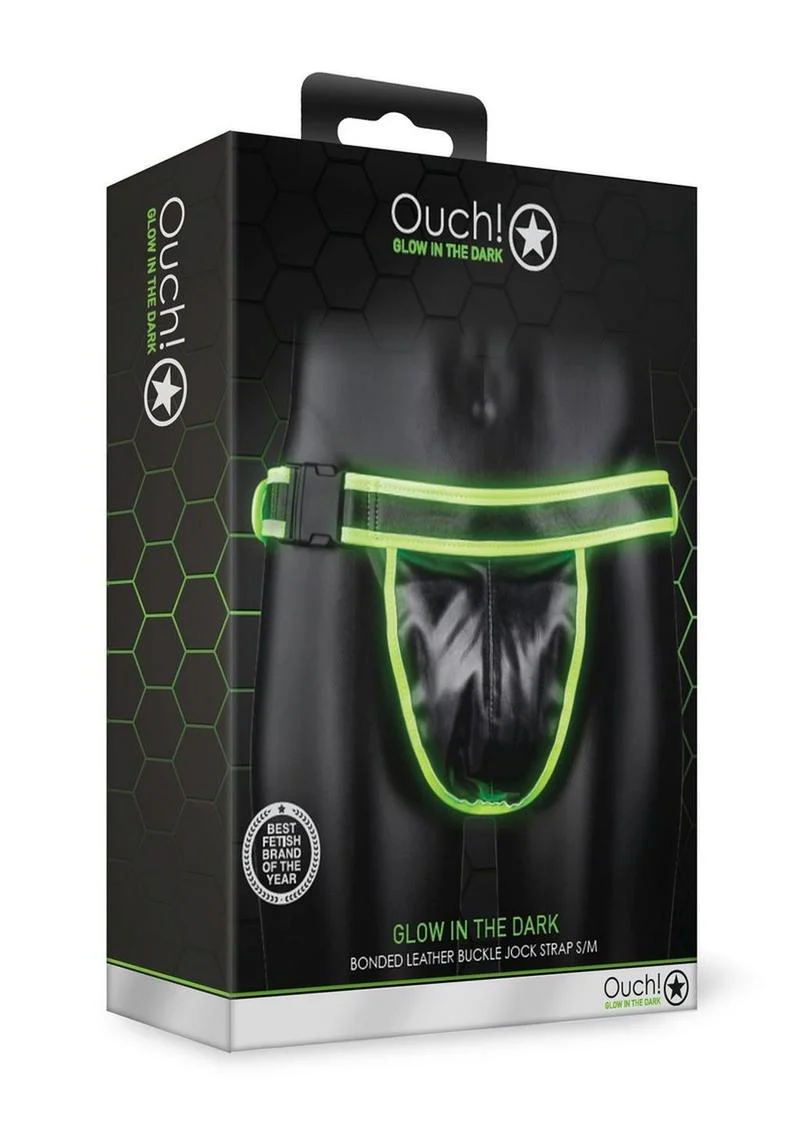Ouch! Glow in the Dark Bonded Leather Buckle Jock Strap Fetish Wear - Image 8