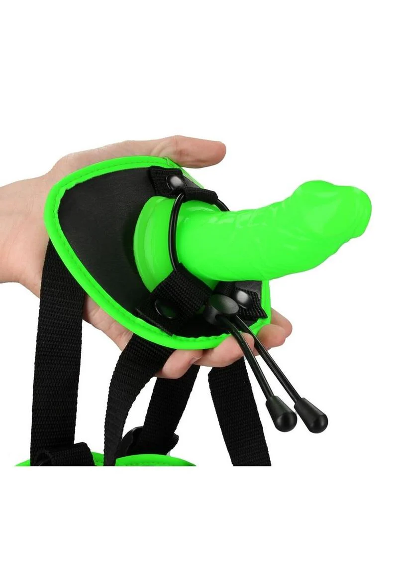 Ouch! Glow in the Dark Bonded Leather Strap-On with Silicone Dildo - Image 2