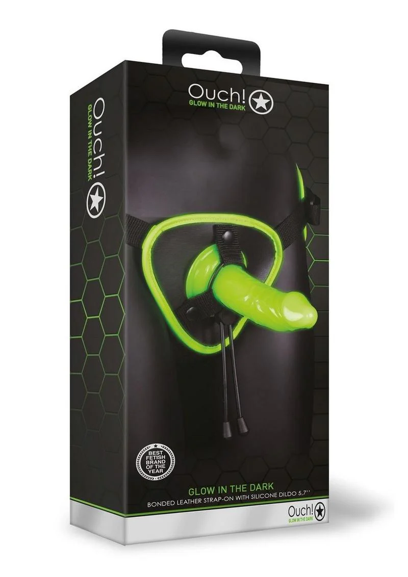 Ouch! Glow in the Dark Bonded Leather Strap-On with Silicone Dildo - Image 4