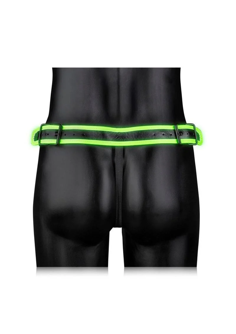 Ouch! Glow in the Dark Bonded Leather Striped Jock Strap - Image 2