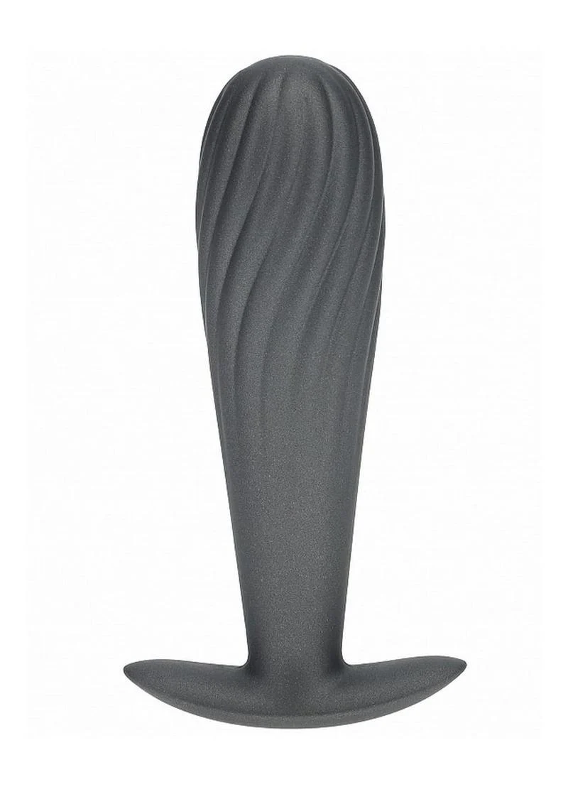 Ouch! Smooth Silicone Ribbed Anal Plug – Gun Metal