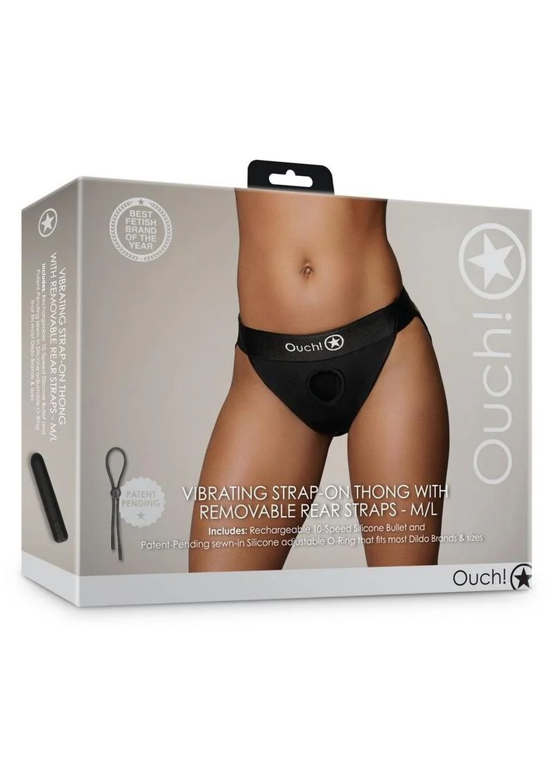 Ouch! Vibrating Strap-On Thong with Removable Rear Straps - Image 7