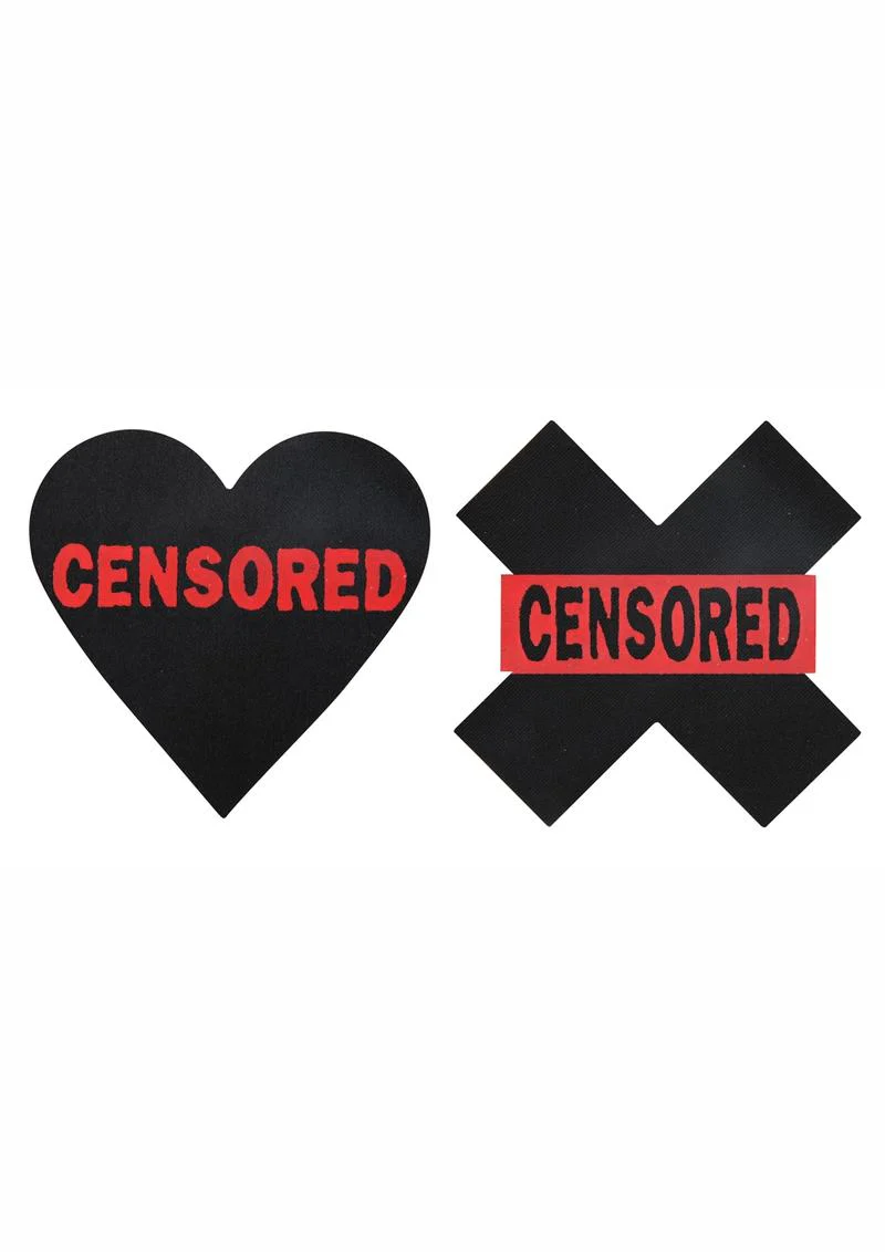 Peekaboos Censored Premium Pasties Black And Red Self-Adhesive