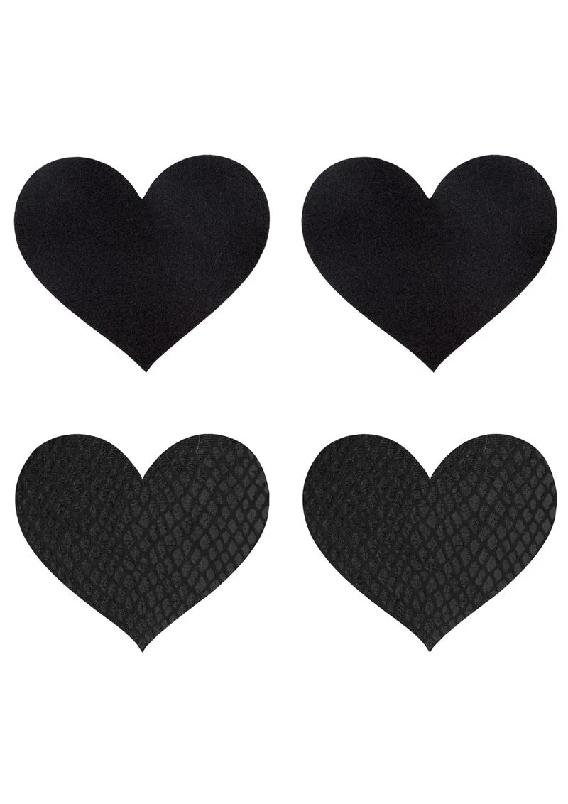 Peekaboos Classic Black Heart Pasties Self-Adhesive Nipple Covers