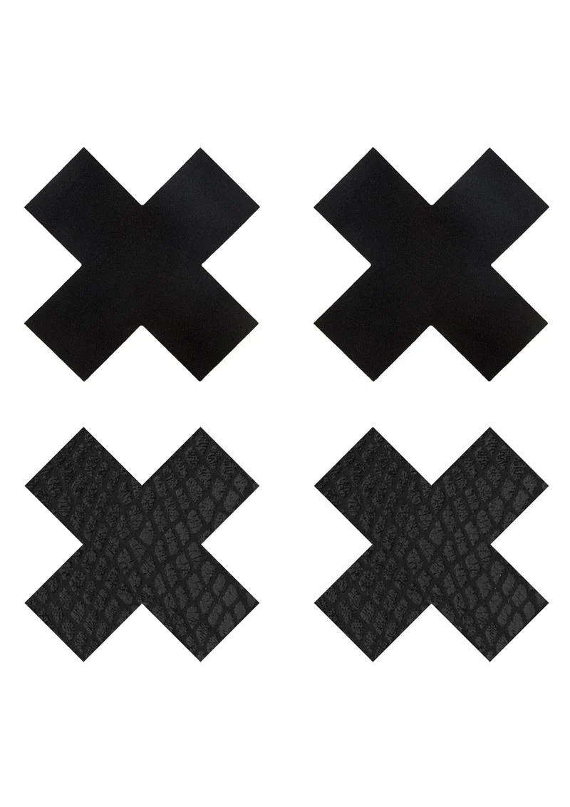 Peekaboos Classic Black X Pasties Self-Adhesive Premium 2 Pairs