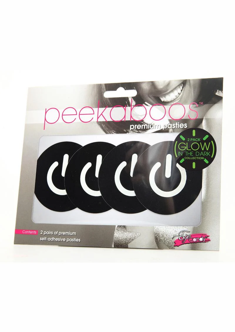 Peekaboos Glow in the Dark Power Button Pasties Nipple Covers - Image 2