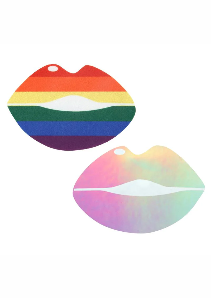 Peekaboos Pride Lips Pasties Rainbow And Iridescent Blue Covers
