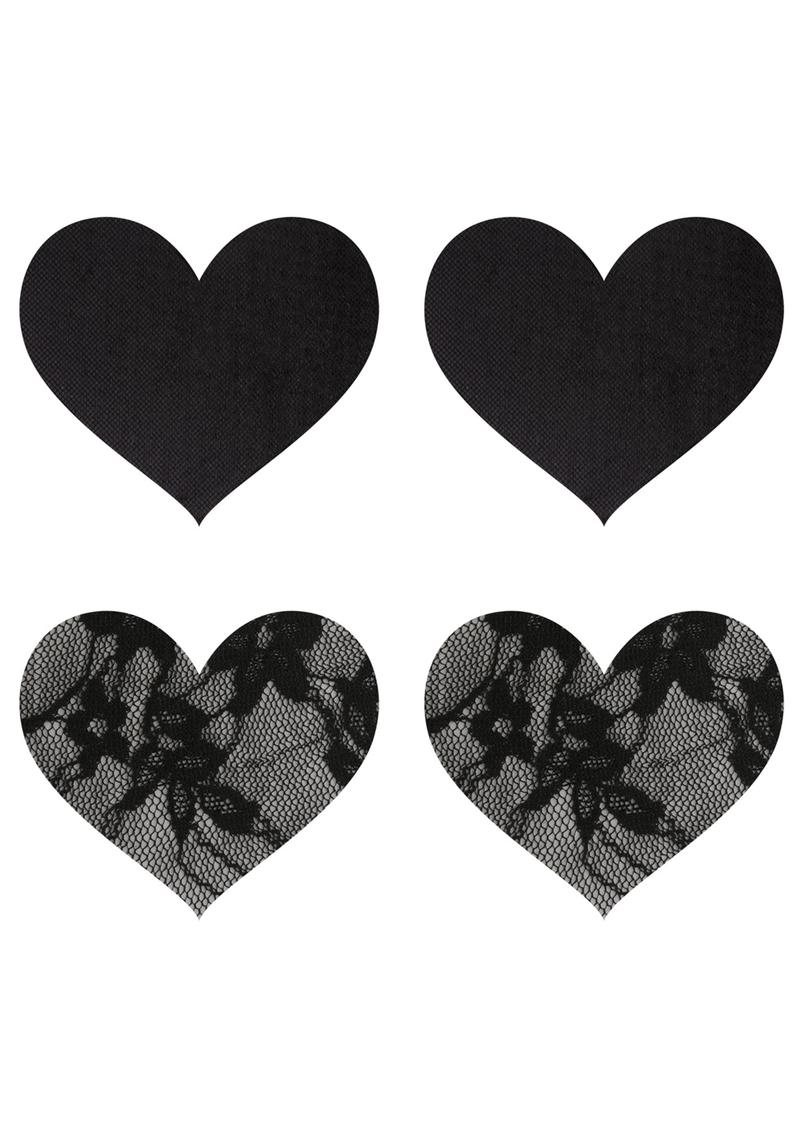 Peekaboos Satin And Lace Heart Pasties Self-Adhesive Nipple Covers