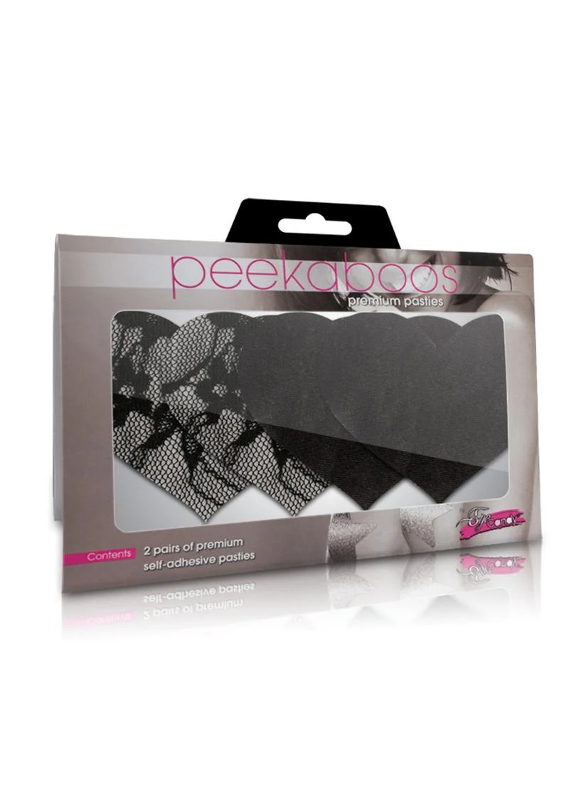 Peekaboos Satin And Lace Heart Pasties Self-Adhesive Nipple Covers - Image 4