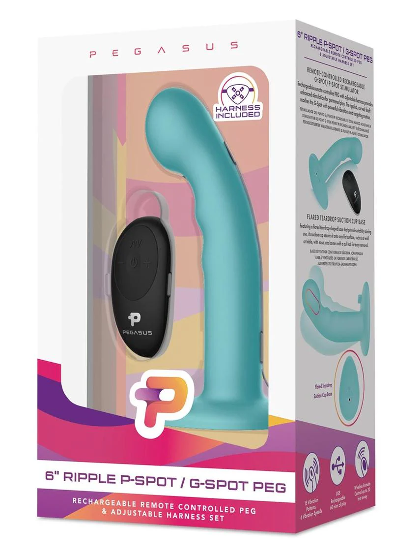 Pegasus 6in Ripple P-Spot / G-Spot Peg Remote Harness Set - Image 3