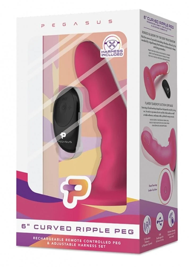 Pegasus Curved Ripple Peg Rechargeable Dildo with Remote Control - Image 4