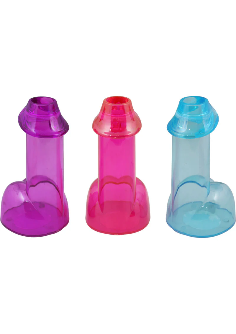 Penis Shooters Double Shot Glasses Assorted Colors 12 Per Pack