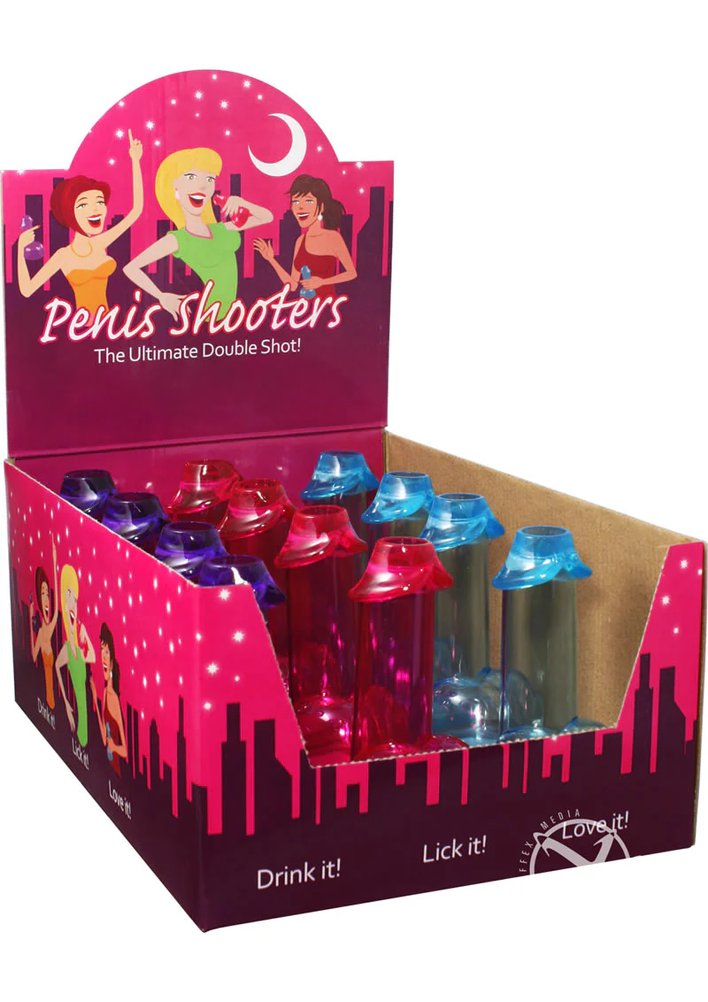 Penis Shooters Double Shot Glasses Assorted Colors 12 Per Pack - Image 2