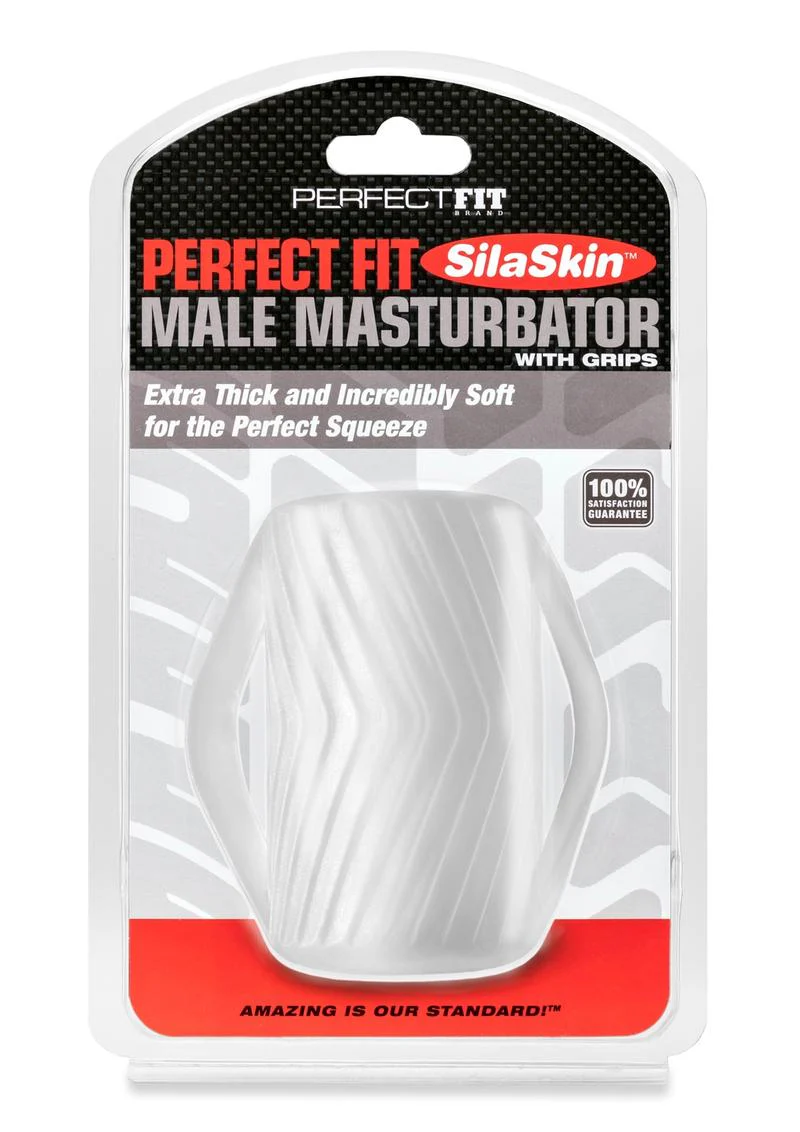 Perfect Fit Silaskin Male Masturbator with Grips Extra Soft Clear - Image 3