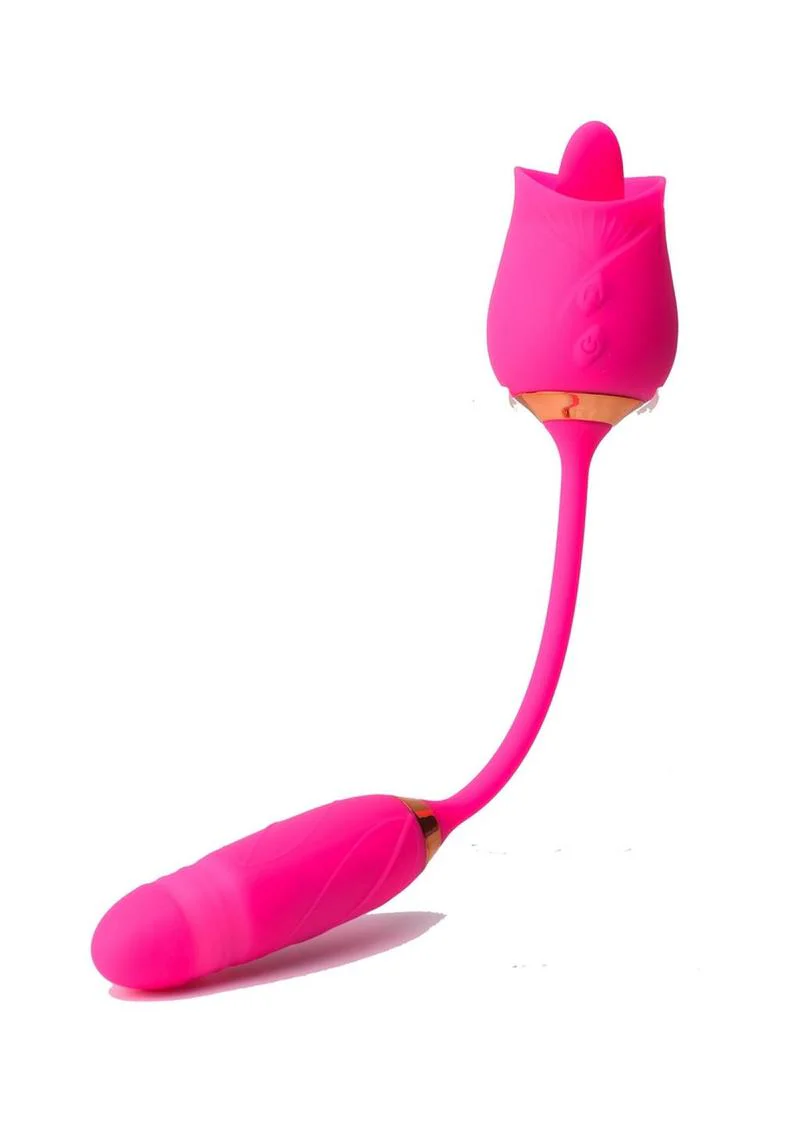 Pink Pussycat Licking Rose Rechargeable Vibrator - Image 2