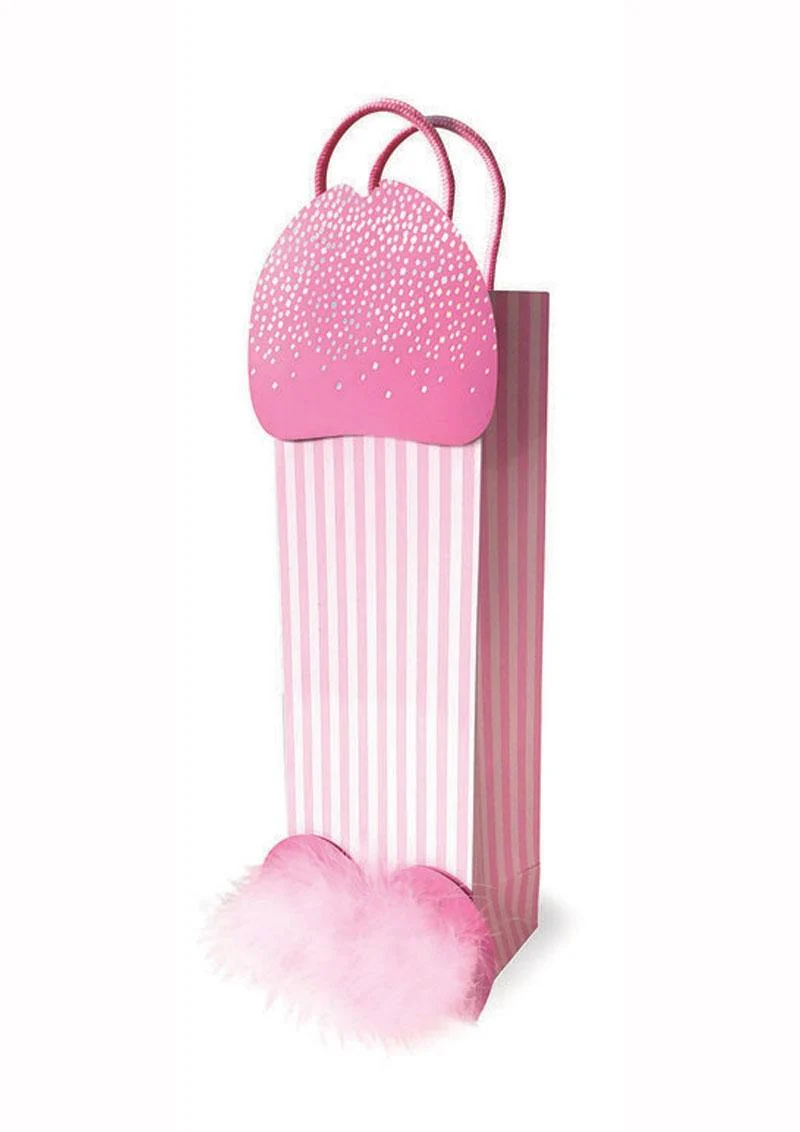 Pink Strawberry-Themed Gift Bag with Fluffy Pink Bottom
