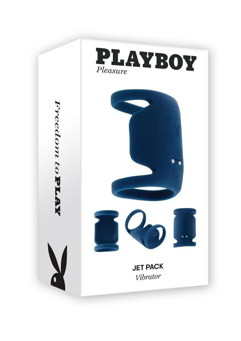 Playboy Jet Pack Rechargeable Silicone Vibrating Double Cock Ring - Image 4
