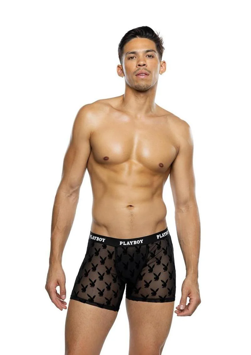 Playboy Men's Burnout Bunny Boxer Briefs - 1xlarge