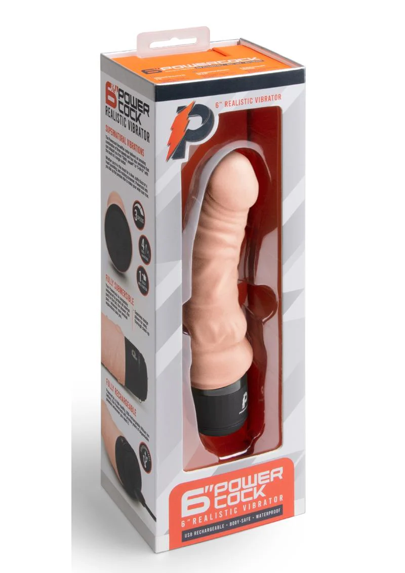 PowerCocks 6 Inch Silicone Rechargeable Realistic Vibrator - Image 28