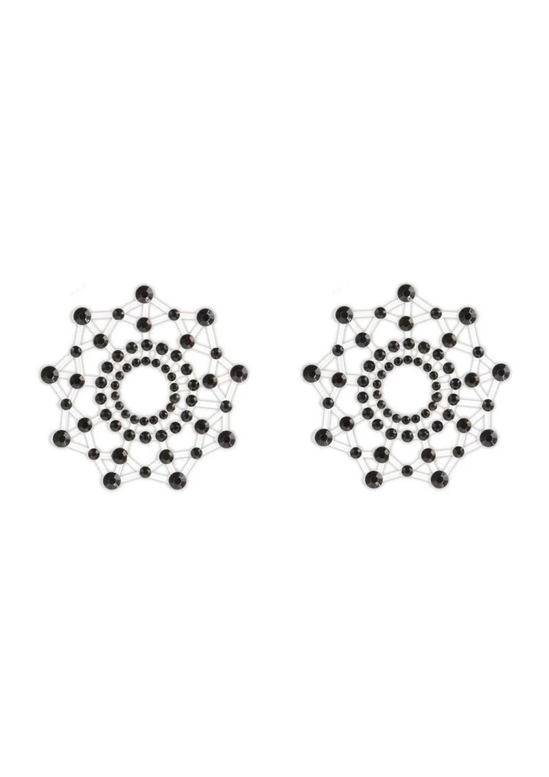 Pretty Pasties Charm III Black Self-Adhesive Rhinestone Nipple Covers