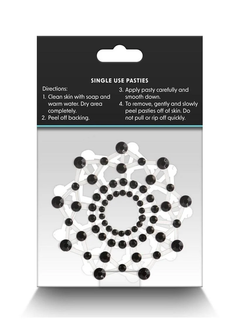 Pretty Pasties Charm III Black Self-Adhesive Rhinestone Nipple Covers - Image 2