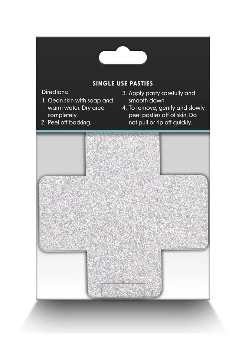 Pretty Pasties Glitter Cross Self-Adhesive Nipple Covers - Image 4