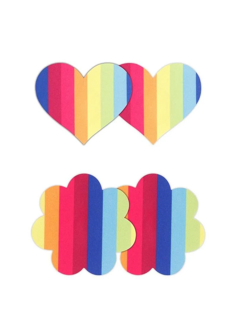Pretty Pasties Pride Heart And Flower Rainbow 2 Pairs