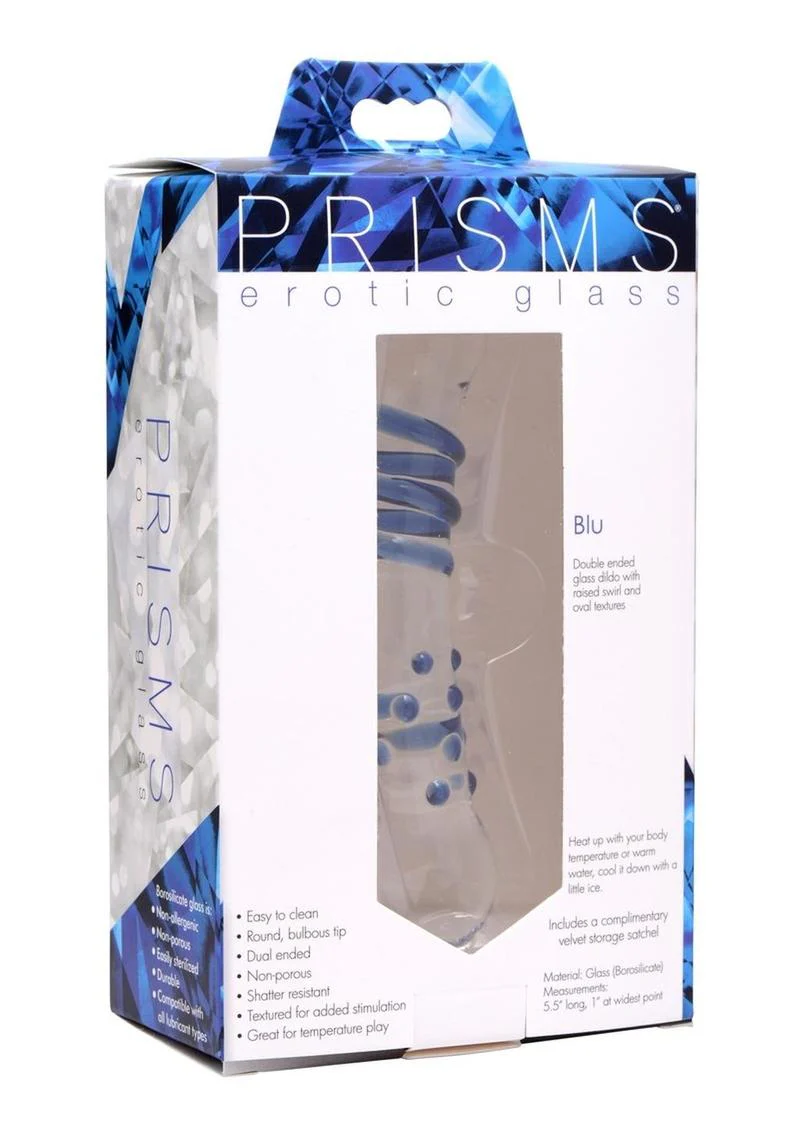 Prisms Blu Dual-Ended Glass Dildo with Raised Textures - Image 2