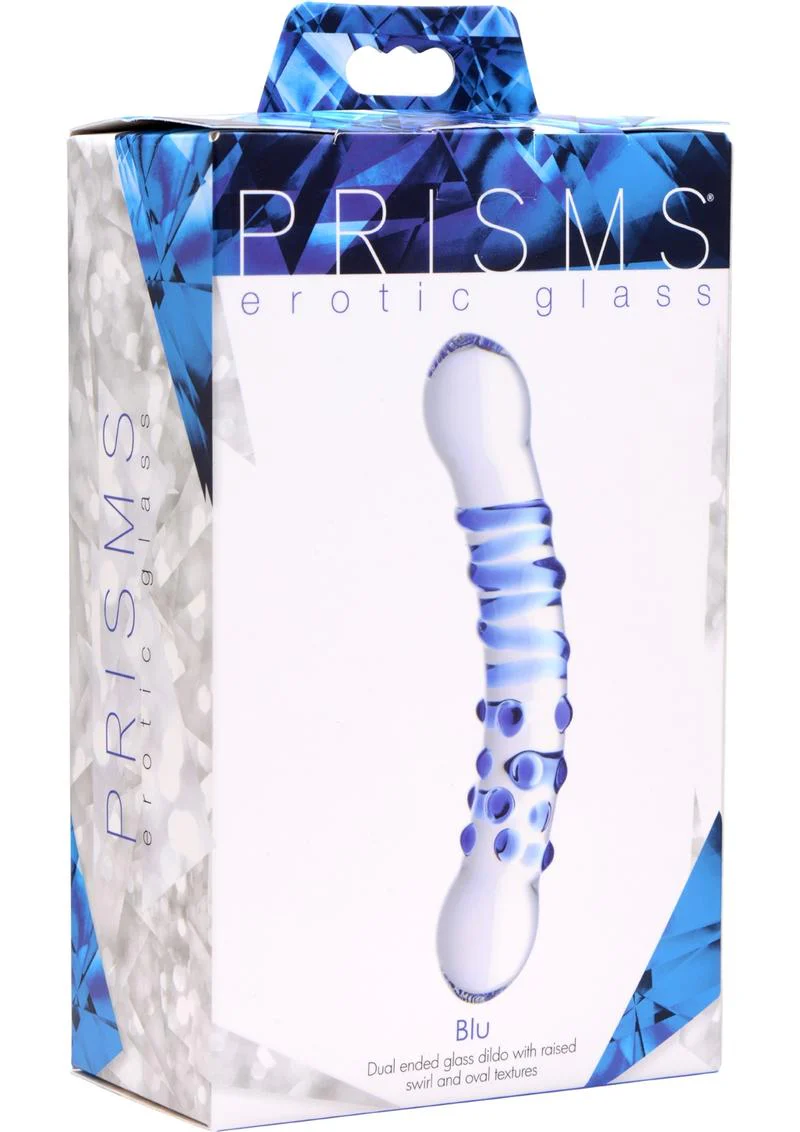 Prisms Blu Dual-Ended Glass Dildo with Raised Textures - Image 3