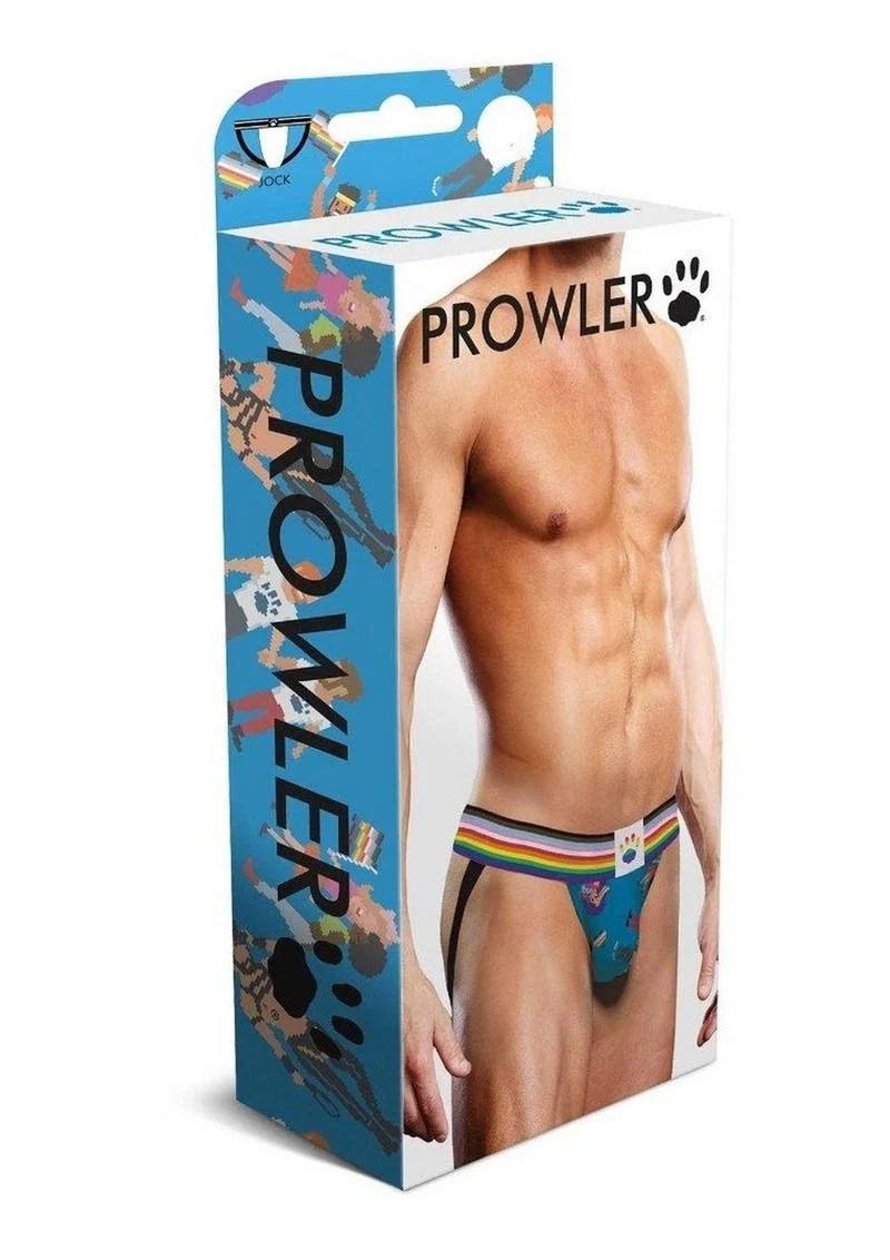 Prowler Pixel Art Gay Pride Jockstrap Bold Blue Multicolor Underwear - Image 3