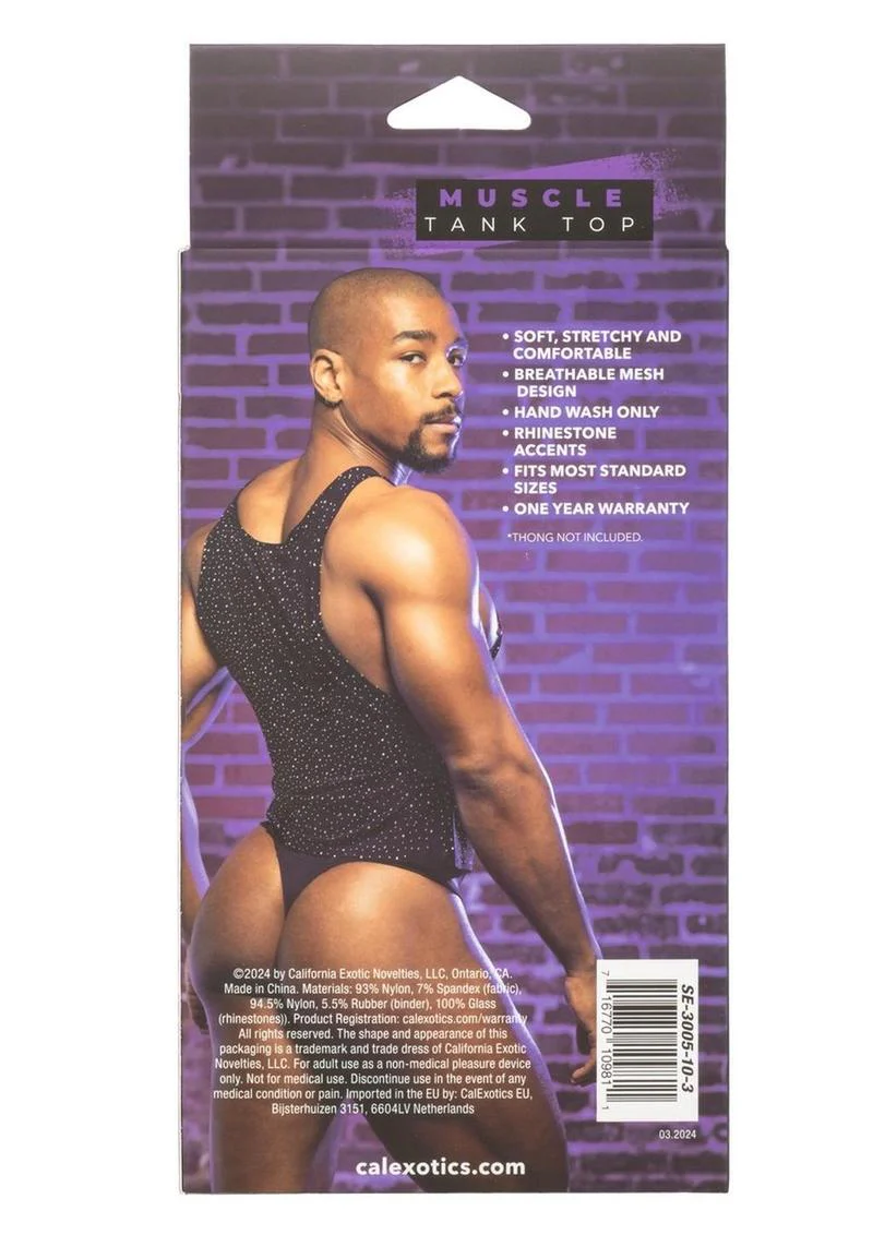 Radiance Muscle Tank Top Sparkle Mesh Design - Image 4